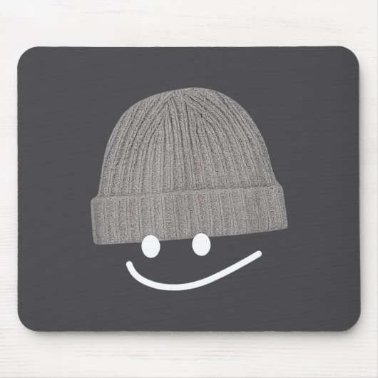 Funny Graphic Smile Face Men Women Cute Wool Hat W マウスパッド (正面)