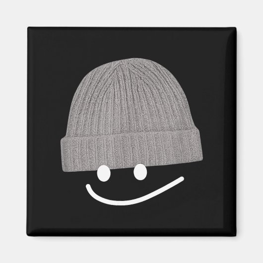 Funny Graphic Smile Face Men Women Cute Wool Hat W マグネット (正面)