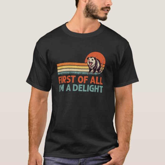 Funny Graphic Tees Men, Opossum First Of All I'm A Tシャツ (正面)