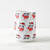 Funny Gray and White Tabby Cat Christmas コーヒーマグカップ (中央)