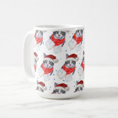 Funny Gray and White Tabby Cat Christmas コーヒーマグカップ (正面左)