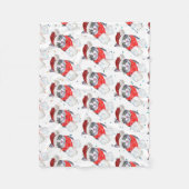 Funny Gray and White Tabby Cat Christmas フリースブランケット (正面)