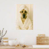 Funny Great Dane Bathroom Print, Great Dane In ポスター (キッチン)