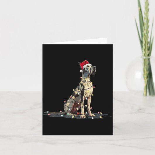 Funny Great Dane Christmas Graphics Dog Lights Lov カード (正面)