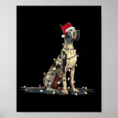 Funny Great Dane Christmas Graphics Dog Lights Lov ポスター (正面)