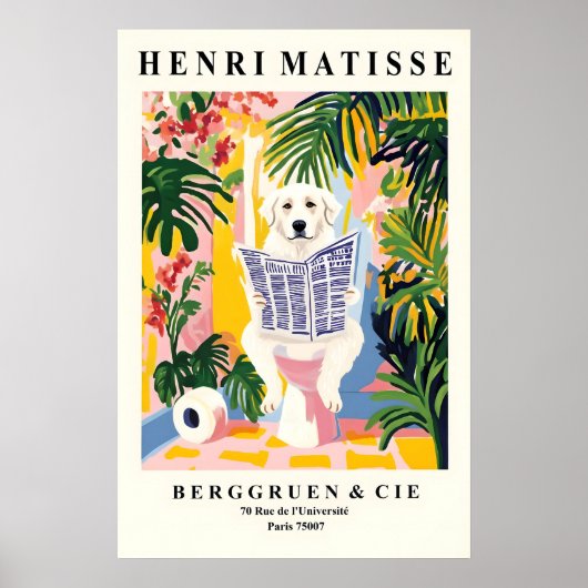 Funny Great Pyrenees Art Print – Matisse Style ポスター (正面)