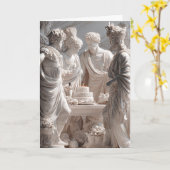 Funny Greek Statue Birthday Card – Classical Humor カード (黄色い花)