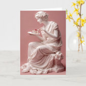Funny Greek Statue Birthday Card – Classical Humor カード (黄色い花)