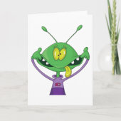 Funny Green Alien Making Silly Face カード (正面)