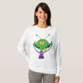 Funny Green Alien Making Silly Face Tシャツ (正面フル)