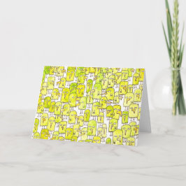 Funny Green Cartoon Birds Happy Birthday  カード