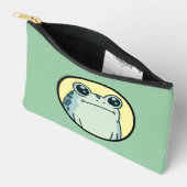 Funny Green Deadpan Frog Toad  アクセサリーポーチ (見開き)