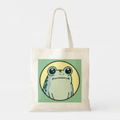 Funny Green Deadpan Frog Toad  トートバッグ (裏面)