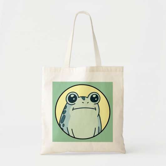 Funny Green Deadpan Frog Toad  トートバッグ (正面)