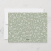 Funny Green Doodle Christmas 5 Photo Holiday Card シーズンカード (裏面)