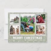 Funny Green Doodle Christmas 5 Photo Holiday Card シーズンカード (正面)