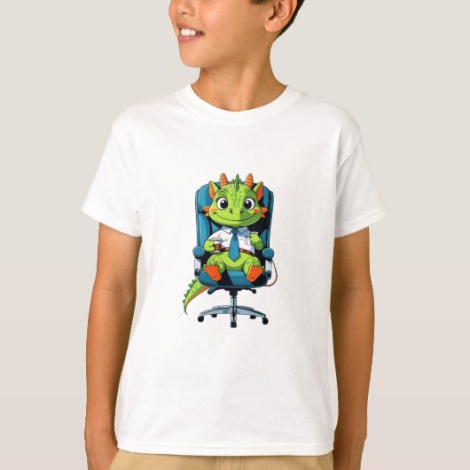 Funny Green Dragon Cartoon Kids T-Shirt Tシャツ (正面)
