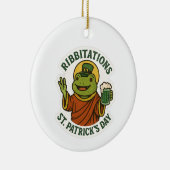 Funny Green Frog St. Patrick's Day  セラミックオーナメント (右)