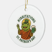Funny Green Frog St. Patrick's Day  セラミックオーナメント (左)