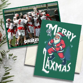 Funny Green Merry Laxmas Lacrosse Team Christmas シーズンカード