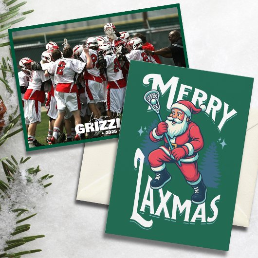 Funny Green Merry Laxmas Lacrosse Team Christmas シーズンカード