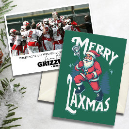 Funny Green Merry Laxmas Lacrosse Team Christmas シーズンカード