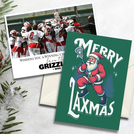Funny Green Merry Laxmas Lacrosse Team Christmas シーズンカード