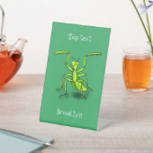 Funny green praying mantis cartoon illustration 台座サイン (インサイチュ)