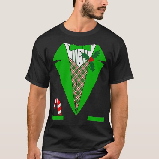 Funny Green Tuedo Costume For Xmas Christmas Tシャツ (正面)
