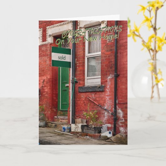 Funny greetings card moving home カード (黄色い花)