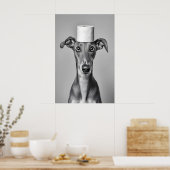 Funny Greyhound Bathroom Art Print, Toilet Paper ポスター (キッチン)