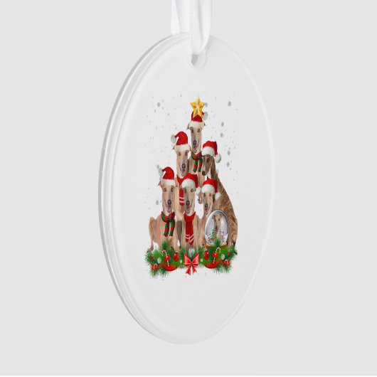 Funny Greyhound Dog Christmas Tree Gift オーナメント (正面)