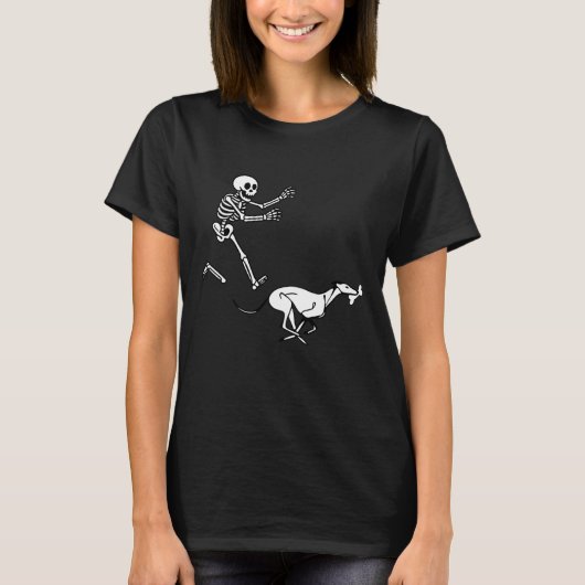 Funny Greyhound Running Skeleton Halloween Tシャツ (正面)