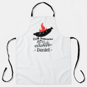 Funny Grill Instructor BBQ Sausage Bold Black エプロン (正面)