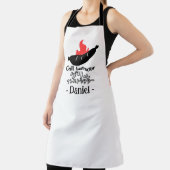 Funny Grill Instructor BBQ Sausage Bold Black エプロン (インサイチュ)