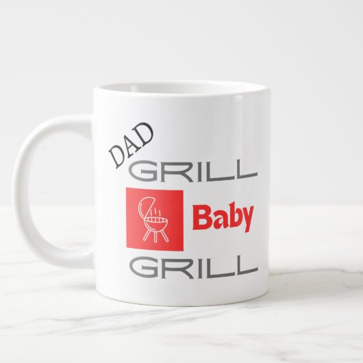 Funny Grill Master Dad, BBQ Gift Grill Baby Grill  ジャンボコーヒーマグカップ (左)