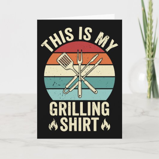 Funny Grilling Quote Retro Sunset BBQ Cookout カード (正面)