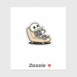 Funny Grim Reaper Drinking Coffee | "Dead Inside" シール