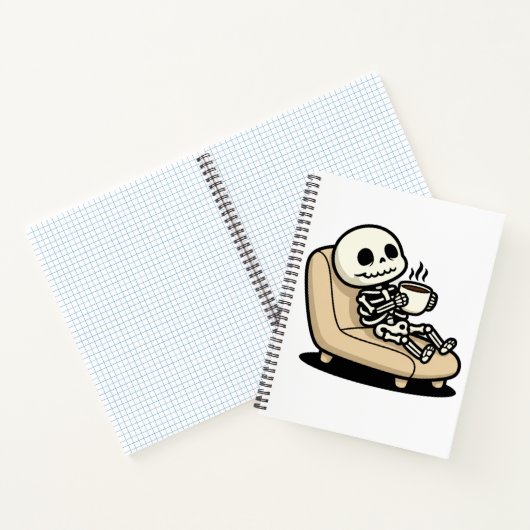 Funny Grim Reaper Drinking Coffee | "Dead Inside"  ノートブック (内部)
