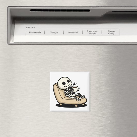 Funny Grim Reaper Drinking Coffee | "Dead Inside" マグネット (インサイチュ (食洗機))