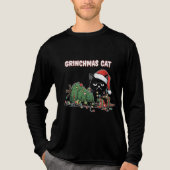 Funny Grinchmas Cat | Grumpy Black Cat Christmas トライブレンドTシャツ (正面)