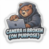 Funny Grizzly Bear Laptop Camera Sticker シール (正面)