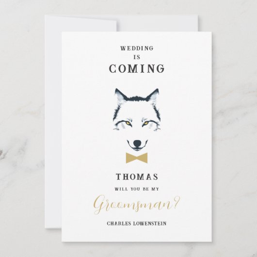 Funny Groomsman Gold Bow Tie Wedding Proposal (正面)