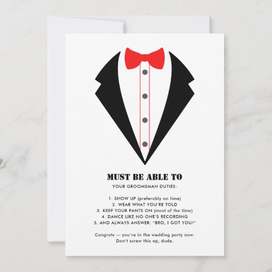 Funny Groomsman  Invitation (裏面)