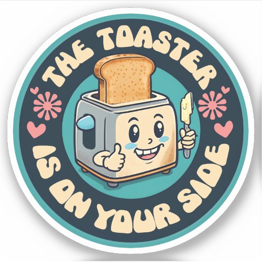Funny groovy 60s hippie toaster thumbs up シール (正面)