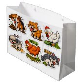 Funny Gross Animals Pooping Cartoon ラージペーパーバッグ (裏面アングル)