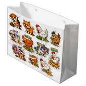 Funny Gross Animals Pooping Cartoon ラージペーパーバッグ (正面アングル)