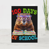 Funny Groundhog 100th Day Of School Teacher Ground カード (正面)