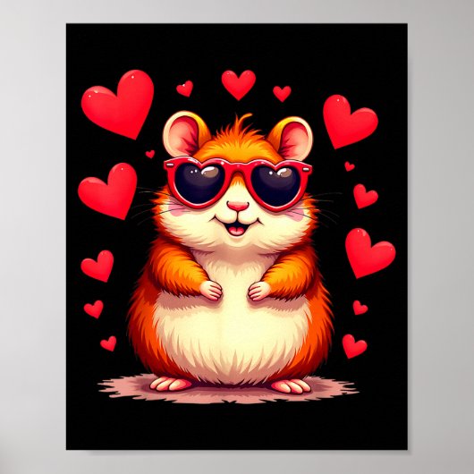 Funny Groundhog Cute Hamster Lover Valentine’s Day ポスター (正面)