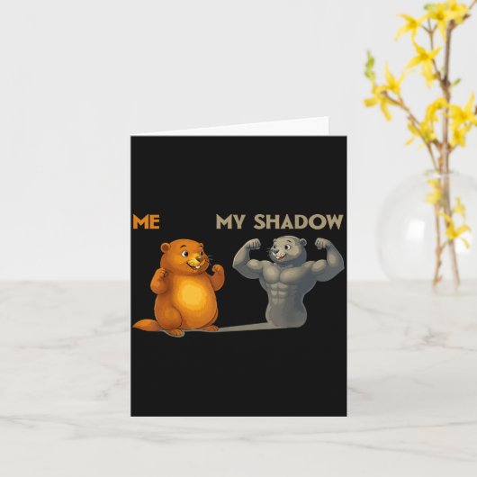 Funny Groundhog Day  カード (黄色い花)